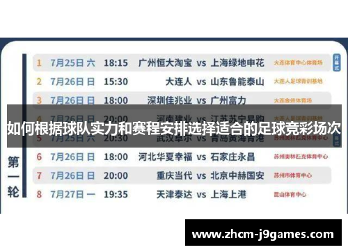 如何根据球队实力和赛程安排选择适合的足球竞彩场次